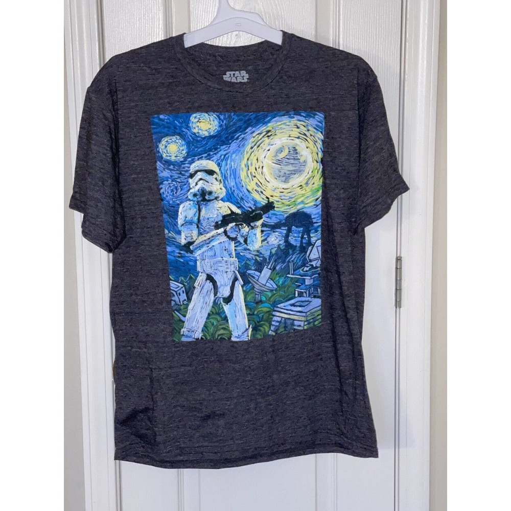 Star Wars Men’s Size Large Gray Storm Trooper Starry Night Short Sleeve‎ T-Shirt